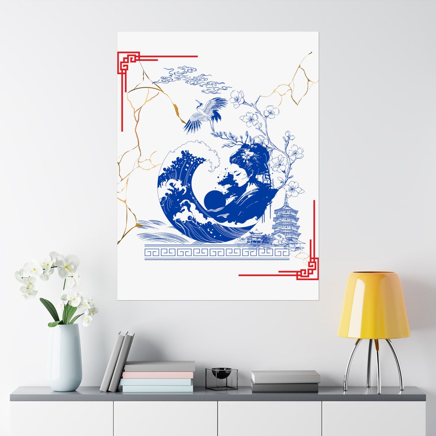Póster de cultura japonesa – Diseño cerámico Kintsugi