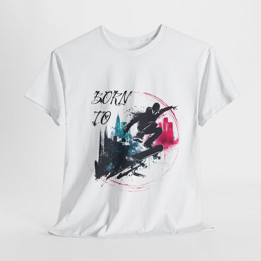 Born to Skate T-Shirt featuring an urban skateboarding graphic and dynamic aesthetic design, perfect for streetwear and skate culture enthusiasts.