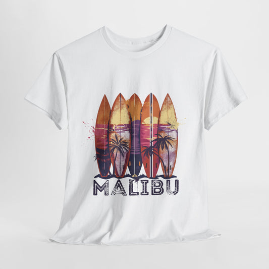 Malibu Surfing T-Shirt – Beach Vibes featuring an original design that captures the laid-back coastal spirit and west coast surf culture of Malibu. Perfect for casual outings, beach bonfires, and relaxed summer gatherings.
