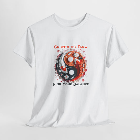 Unisex heavy cotton t-shirt featuring an original yin yang koi fish design inspired by Japanese culture and zen aesthetics. Perfect for mindfulness meditation and tranquil vibes, this tee showcases graceful koi motifs that embody balance and serenity.
